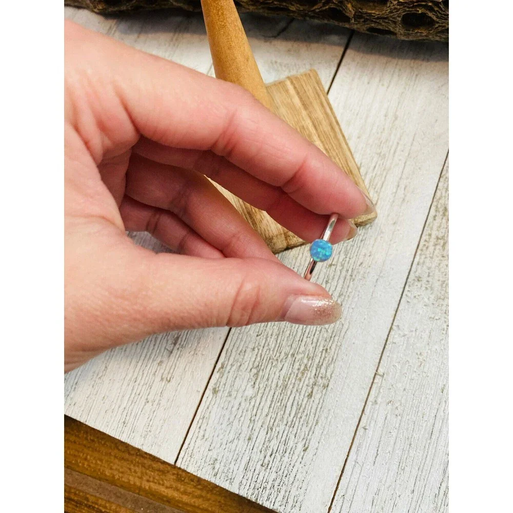 Zuni Sterling Silver & Blue Opal Ring - Picture 5 of 7